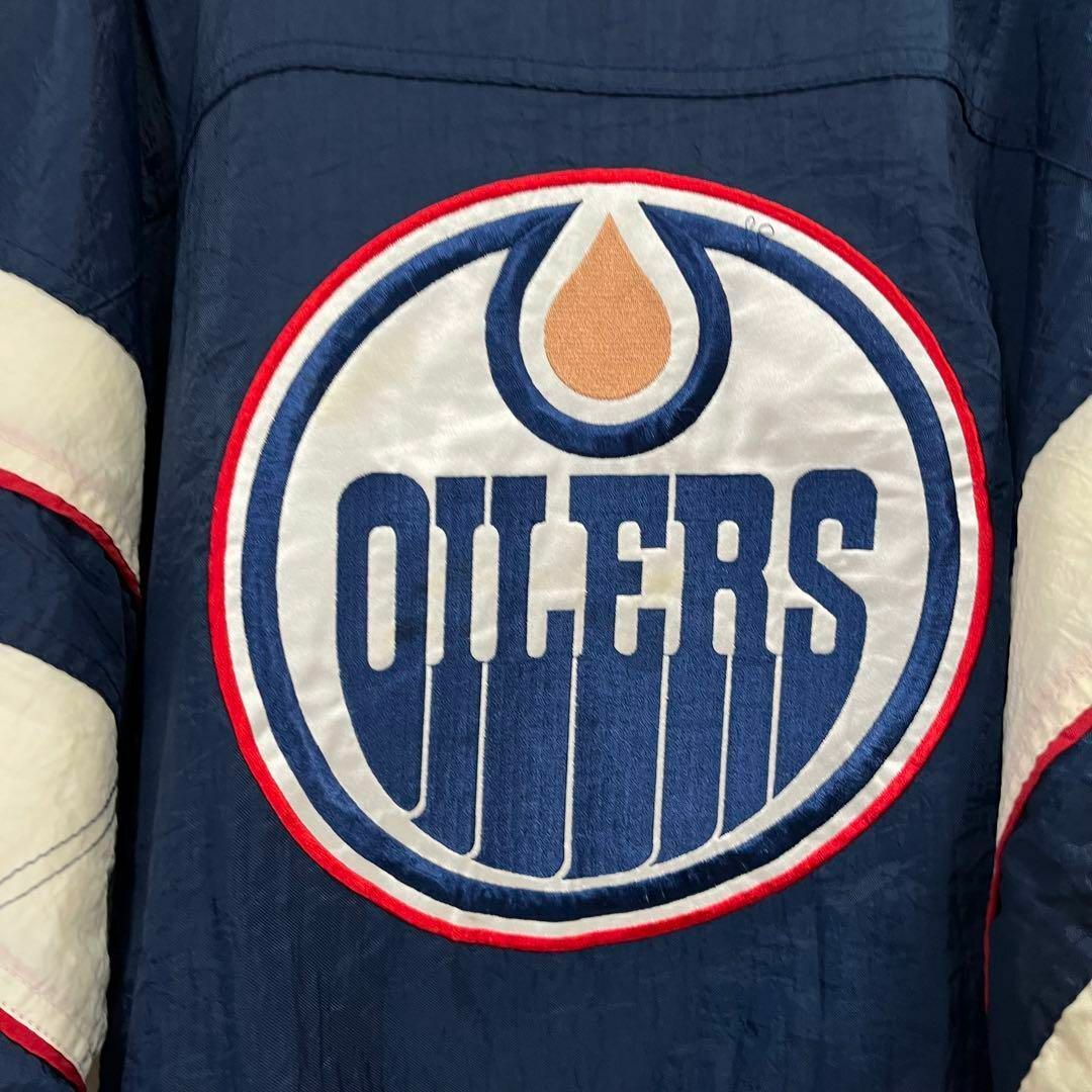 90sヴィンテージ古着NHL OILERSオイラーズ刺繍ロゴ中綿