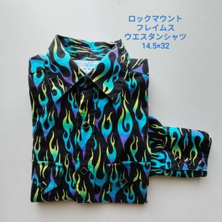 ロックマウント(ROCKMOUNT)のロックマウント★フレイムス★ウエスタンシャツ★14.5×32★USED★USA製(シャツ)