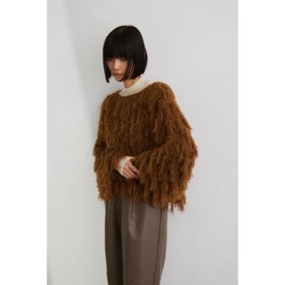 トゥデイフル(TODAYFUL)のSTYLEMIXER ヘアリーフリンジニット ブラウン 新品未使用タグ付き(ニット/セーター)