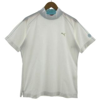 プーマ(PUMA)のPUMA カットソー Tシャツ ハイネック ロゴ 半袖 速乾 白 水色 L(ウエア)