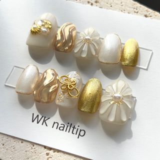 【size order】ネイルチップ 振袖ネイル ぷっくりフラワー ハンドメイドのアクセサリー(ネイルチップ)の商品写真