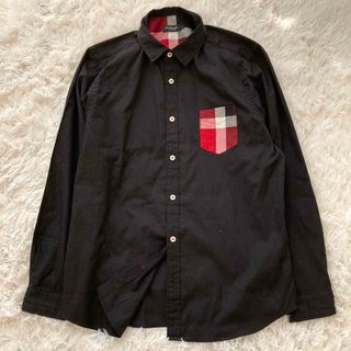 ブラックレーベルクレストブリッジ(BLACK LABEL CRESTBRIDGE)の美品●ブラックレーベルクレストブリッジ●メンズ　長袖シャツ　コットン　ブラック(シャツ)