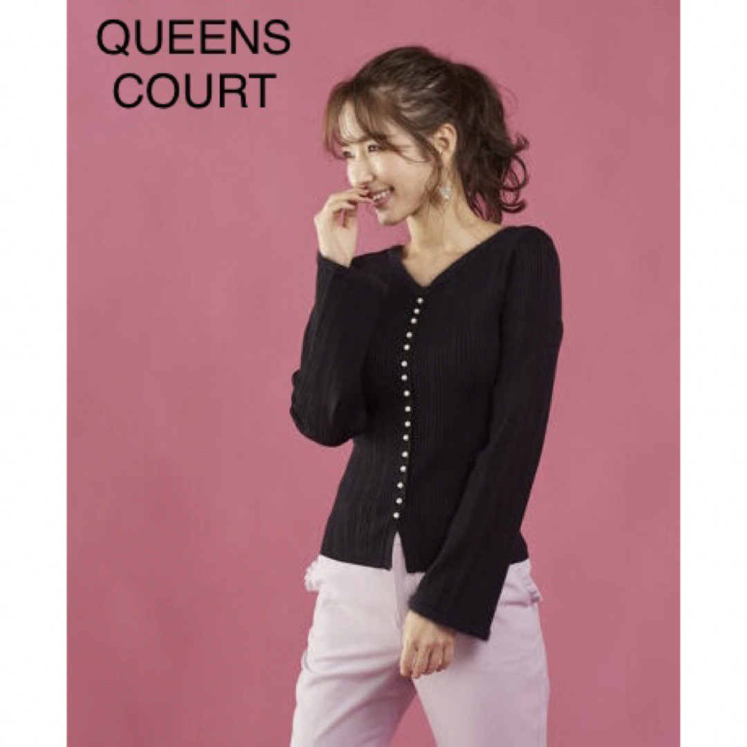 QUEENS COURT(クイーンズコート)のQUEENS COURT 前後2wayファー付きニット レディースのトップス(ニット/セーター)の商品写真