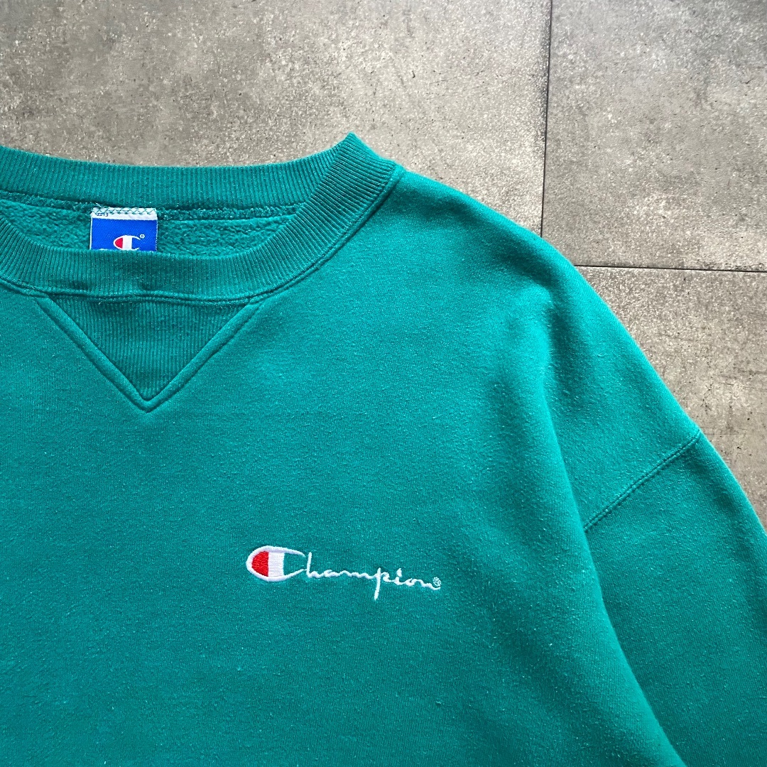 Champion(チャンピオン)の80s90s チャンピオン スウェット USA製 ターコイズ USA製 L 前V メンズのトップス(スウェット)の商品写真