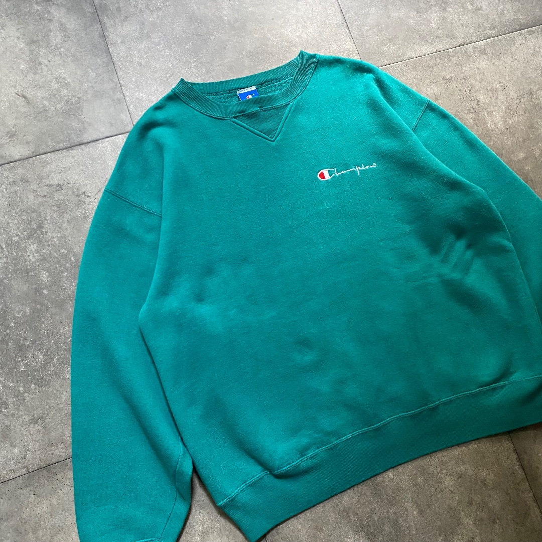 Champion(チャンピオン)の80s90s チャンピオン スウェット USA製 ターコイズ USA製 L 前V メンズのトップス(スウェット)の商品写真