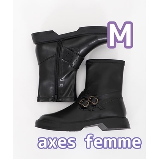 アクシーズファム(axes femme)のアクシーズファム ストレッチエンジニアブーツ 黒 Mサイズ 23.5cm(ブーツ)