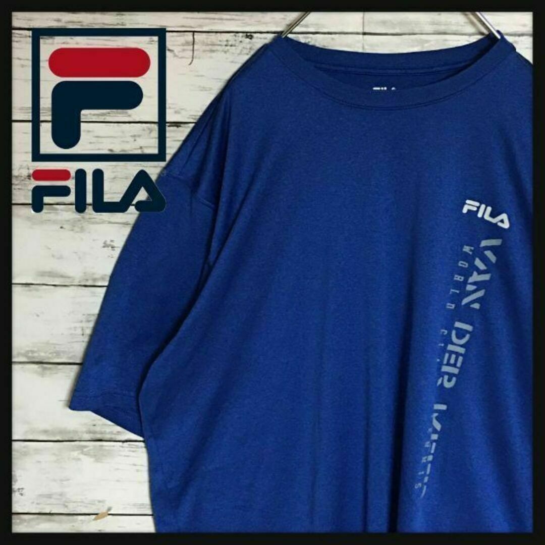 FILA(フィラ)の【美品】フィラ　半袖スポーツプリントTシャツ　人気カラーブルーXL F430 メンズのトップス(Tシャツ/カットソー(半袖/袖なし))の商品写真