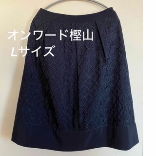 ジェイプレス(J.PRESS)のレディース　膝丈スカート　刺繍　Lサイズ(ひざ丈スカート)