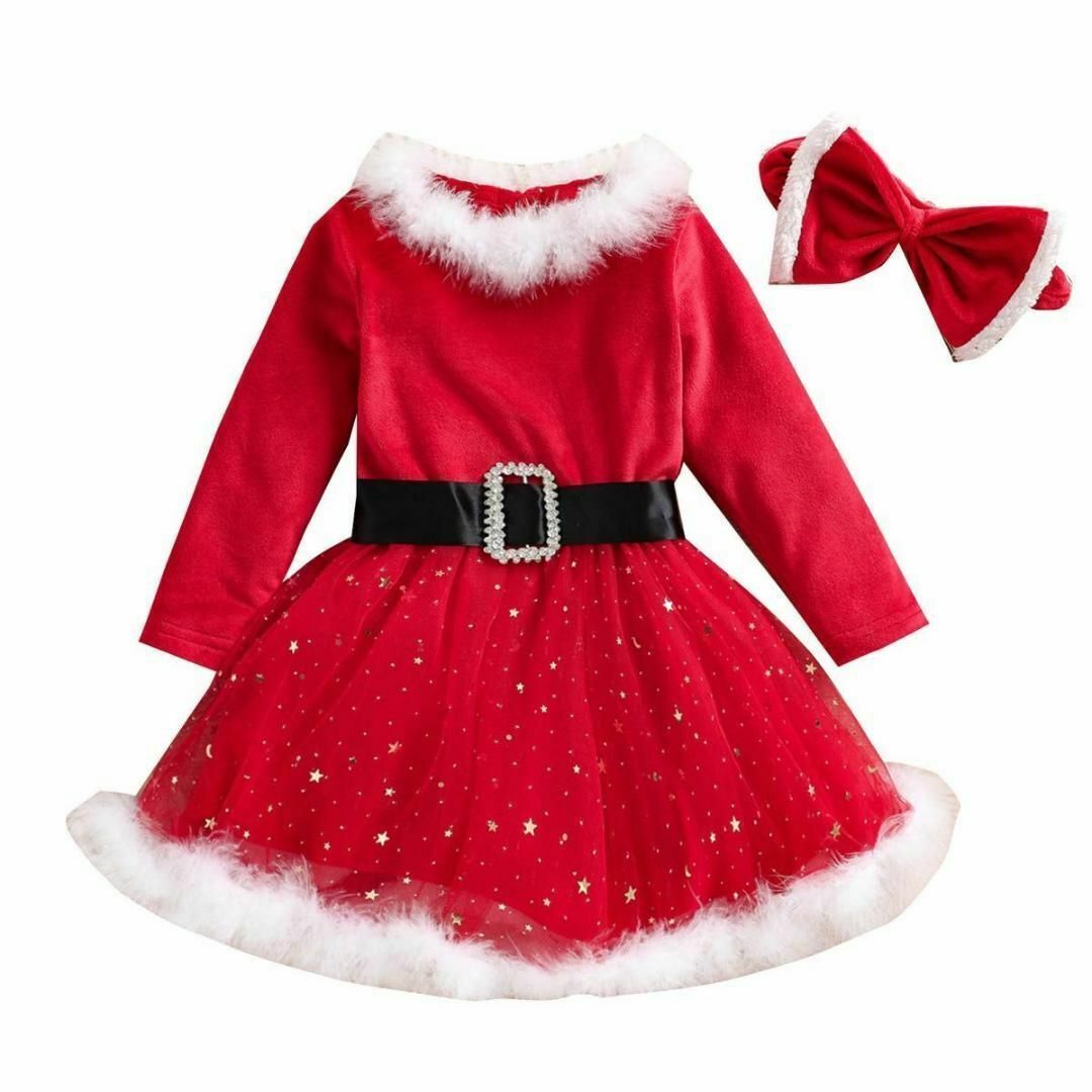 100 キッズ サンタ コスチューム コスプレ クリスマス 女の子 子供 キッズ/ベビー/マタニティのキッズ服女の子用(90cm~)(ワンピース)の商品写真