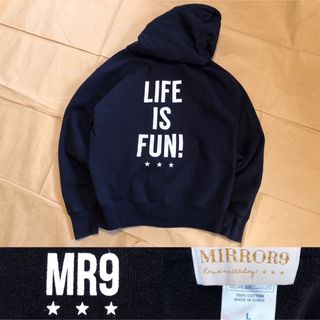 ミラーナイン(mirror9)のMIRROR9 パーカー L ネイビー スウェット LIFE IS FUN(パーカー)