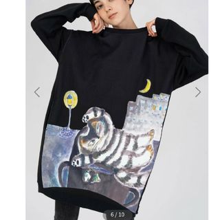 グラニフ(Design Tshirts Store graniph)のグラニフGraniphのらねこの夜(100万回生きたねこ)｜スウェットワンピース(ひざ丈ワンピース)