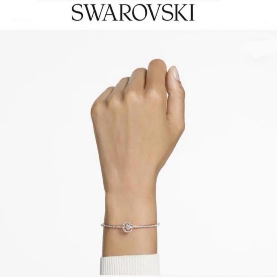 SWAROVSKI(スワロフスキー)のスワロフスキー バングル ラウンドカット ローズゴールド クリスタル 美品 レディースのアクセサリー(ブレスレット/バングル)の商品写真