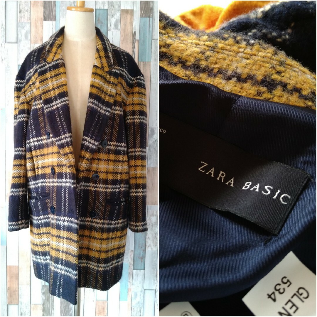 セール新作 美品 ZARA BASIC ザラ チェック柄チェスターコート