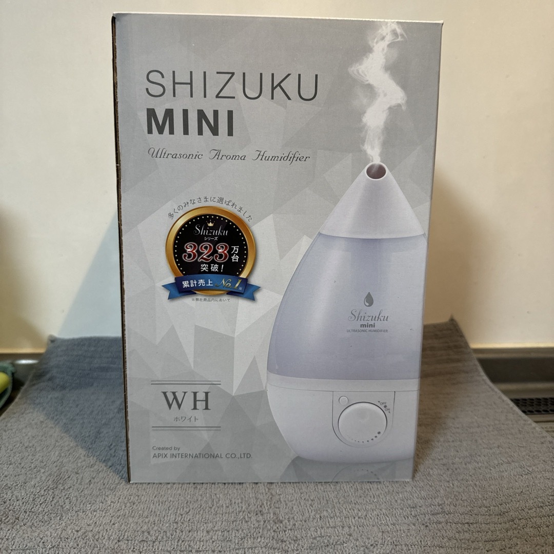 Apix(アピックス)の新品未使用☆SHIZUKU MINI  超音波式アロマ加湿器 mini スマホ/家電/カメラの生活家電(加湿器/除湿機)の商品写真