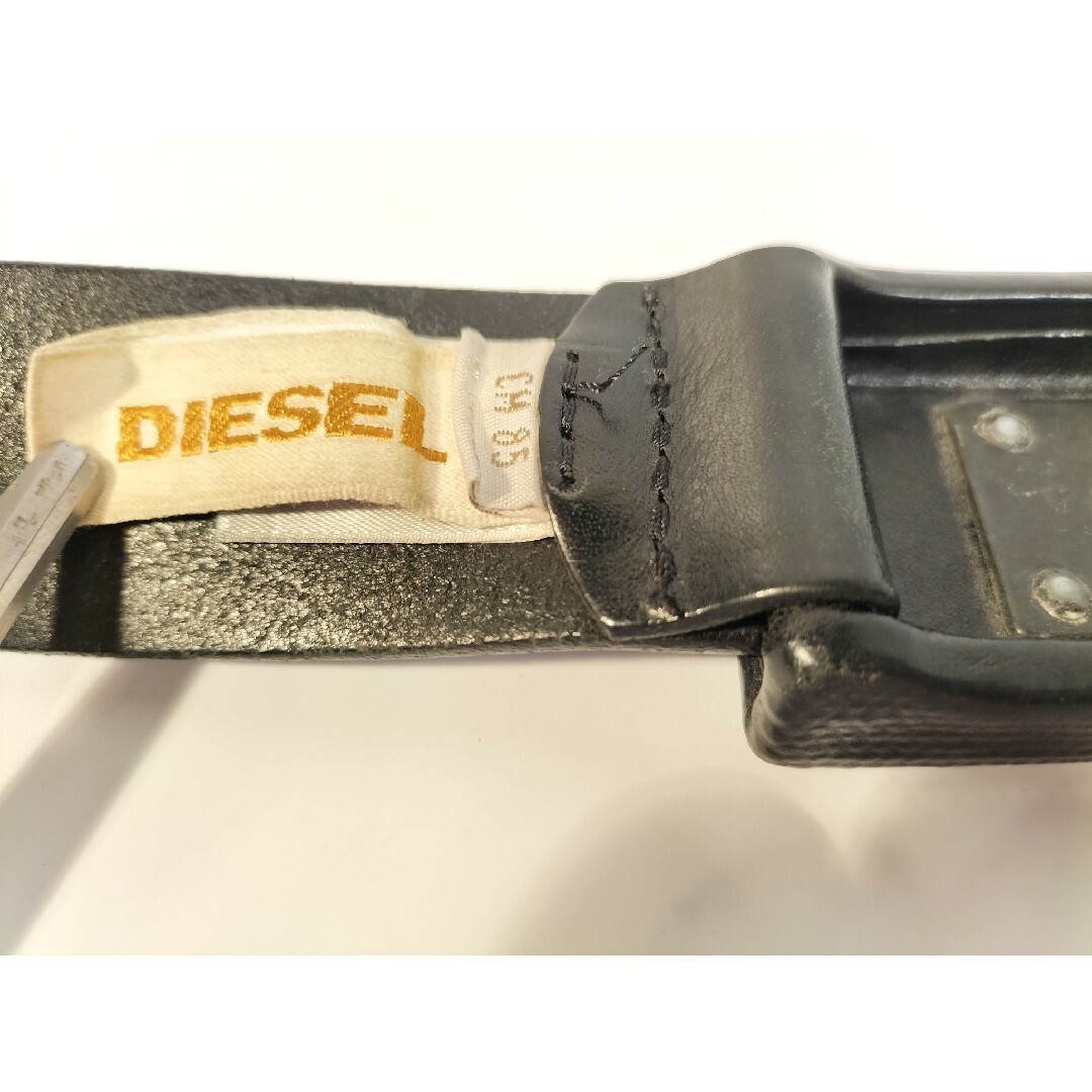 【美品】DIESEL　高級レザーベルト　本革/イタリアンレザー　正規品　極上艶黒