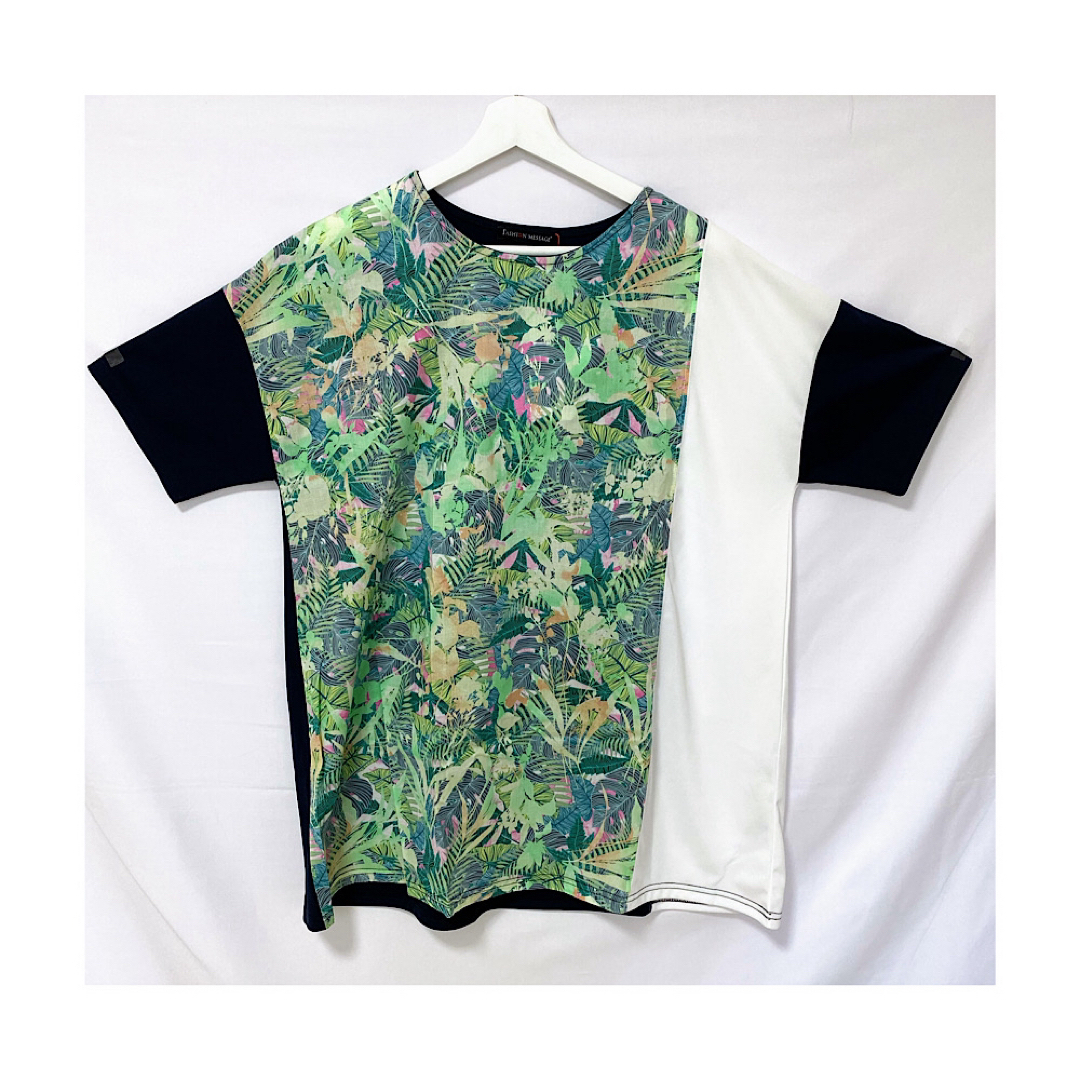 L-LL対応デザインですっきりスタイリッシュにさらりと着れるTシャツ型チュニック レディースのトップス(Tシャツ(半袖/袖なし))の商品写真