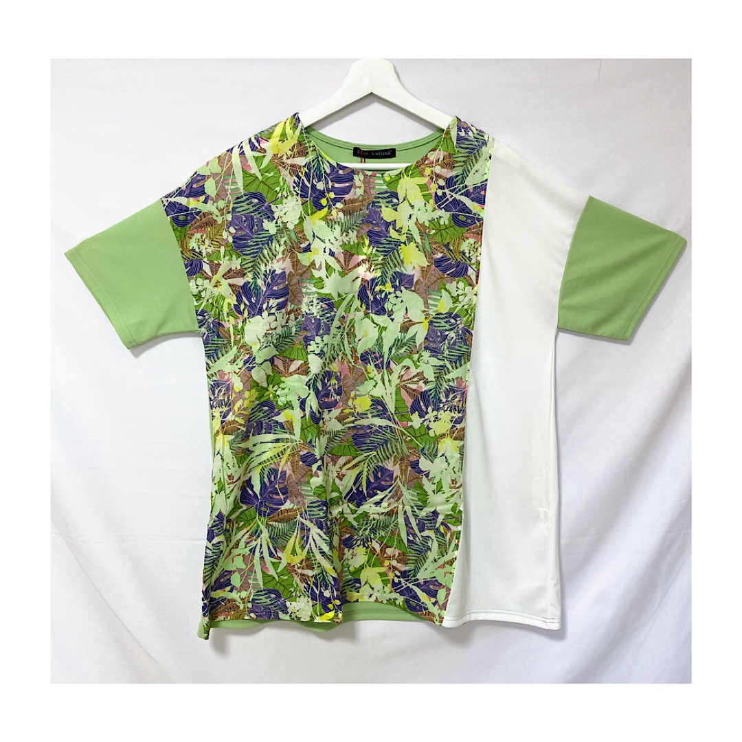 L-LL対応デザインですっきりスタイリッシュにさらりと着れるTシャツ型チュニック レディースのトップス(チュニック)の商品写真