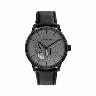 カルバンクライン(Calvin Klein)のCalvin Kleinオートマティック - 42MM グレー ブラック レザー(腕時計(アナログ))