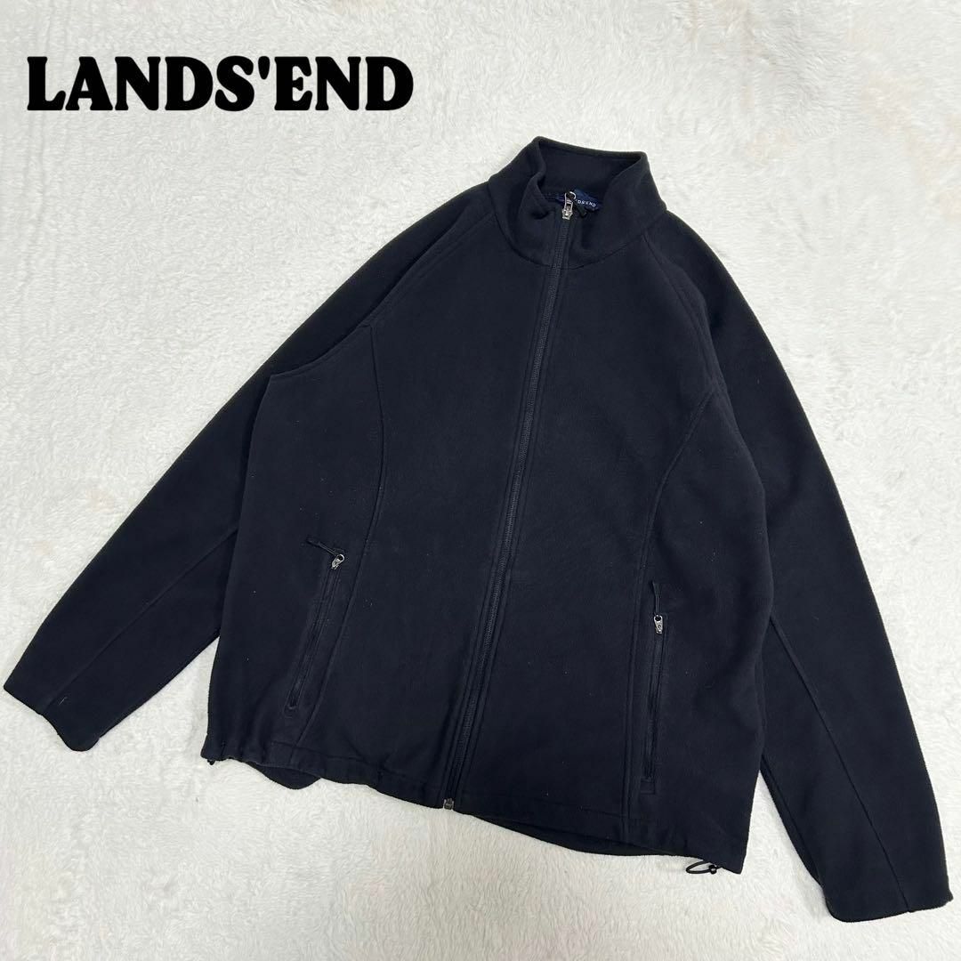 LANDS'END - LANDS'END ランズエンド フリース XL ブラック 古着の通販