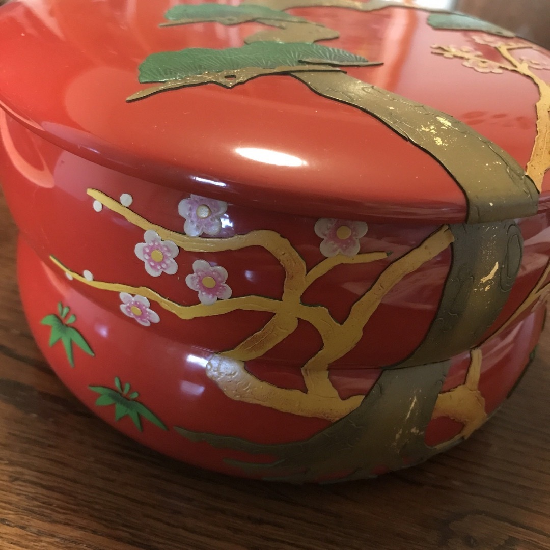 琉球漆器　琉球漆　重箱　二段重　松竹梅 エンタメ/ホビーの美術品/アンティーク(漆芸)の商品写真