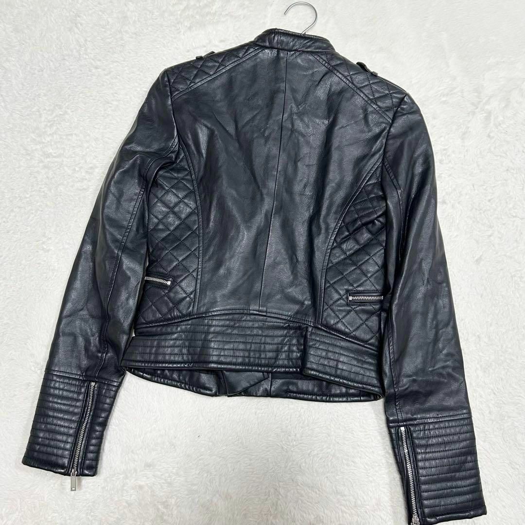 ZARA(ザラ)のZARA  ザラ　ライダース　ジャケット　フェイクレザー　XSサイズ　ショート丈 レディースのジャケット/アウター(ライダースジャケット)の商品写真