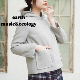 アースミュージックアンドエコロジー(earth music & ecology)のアースミュージックアンドエコロジー　コート　フード取り外し可　ネイビー　ショート(その他)
