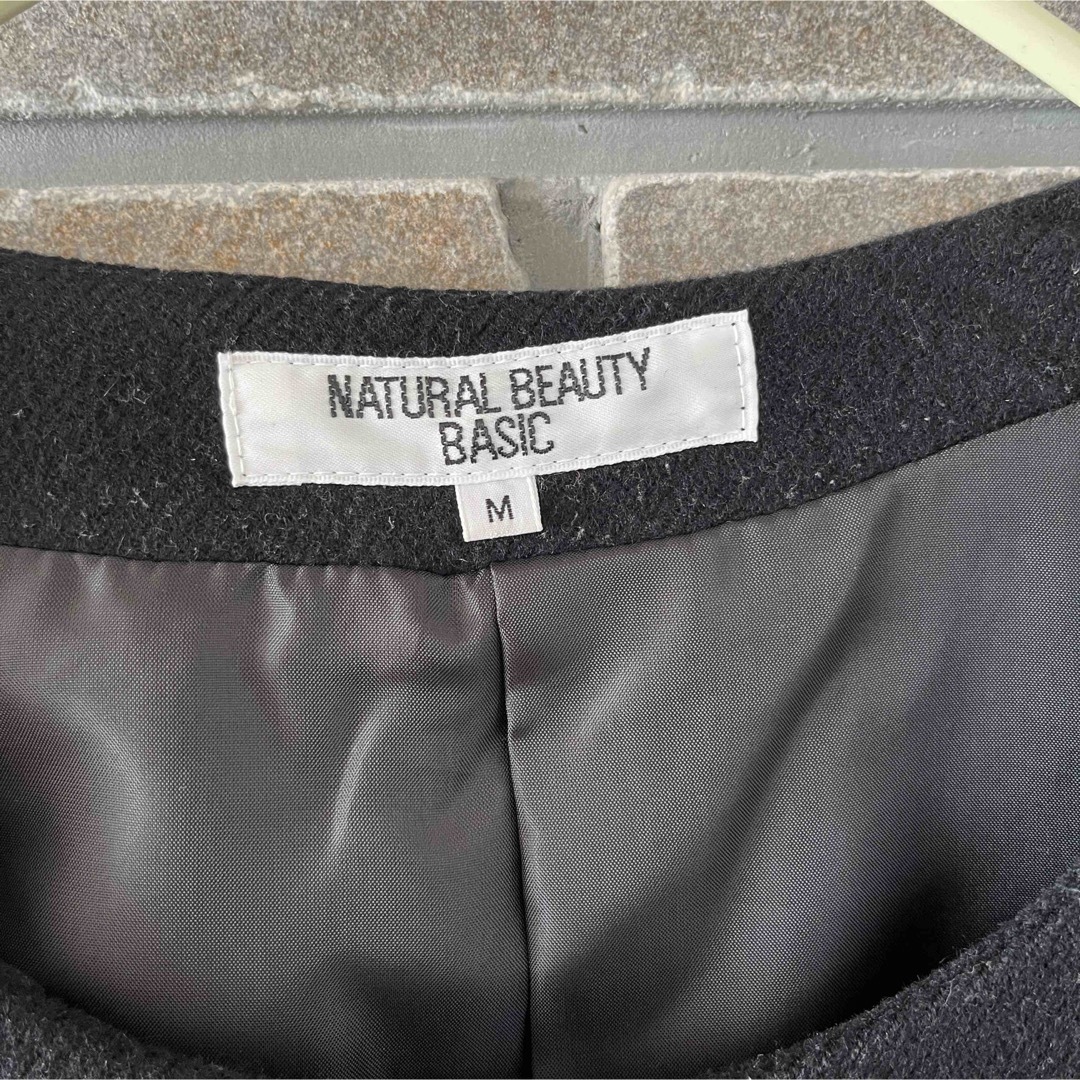 NATURAL BEAUTY BASIC(ナチュラルビューティーベーシック)のナチュラルビューティーベーシック　黒　チェスターコート　アウター　ウールアンゴラ レディースのジャケット/アウター(ノーカラージャケット)の商品写真