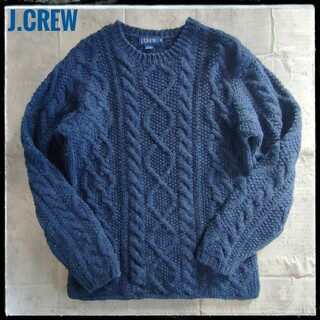 ジェイクルー(J.Crew)の【L123】J.CREW フィッシャーマンウールニットセーター ブルー シンプル(ニット/セーター)