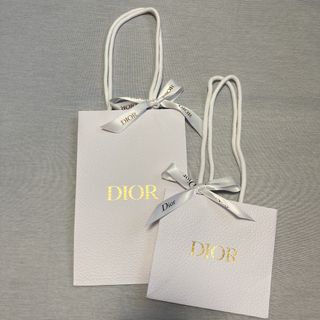 クリスチャンディオール(Christian Dior)の(中小)Dior ゴールドロゴ ショッパー 2点セット リボン付き(ショップ袋)