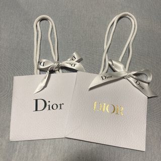 クリスチャンディオール(Christian Dior)の(小)Dior ブラック＆ゴールドロゴ ショッパー 2点セット リボン付き(ショップ袋)