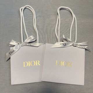 クリスチャンディオール(Christian Dior)の(小)Dior ゴールドロゴ ショッパー 2点セット リボン付き(ショップ袋)