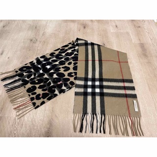 バーバリー(BURBERRY)のBURBERRY　バーバリー　マフラー　カシミア100％　レオパード　未使用に近(マフラー/ショール)