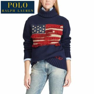 ポロラルフローレン(POLO RALPH LAUREN)の美品 定価59400円 Ｍ ラルフローレン フリンジトリム フラッグ セーター(ニット/セーター)