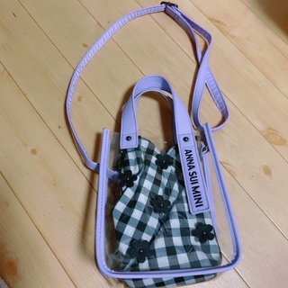 アナスイミニ(ANNA SUI mini)のANNA SUI MINI パープル 花モチーフ透明トートバッグ ショルダー 鞄(トートバッグ)