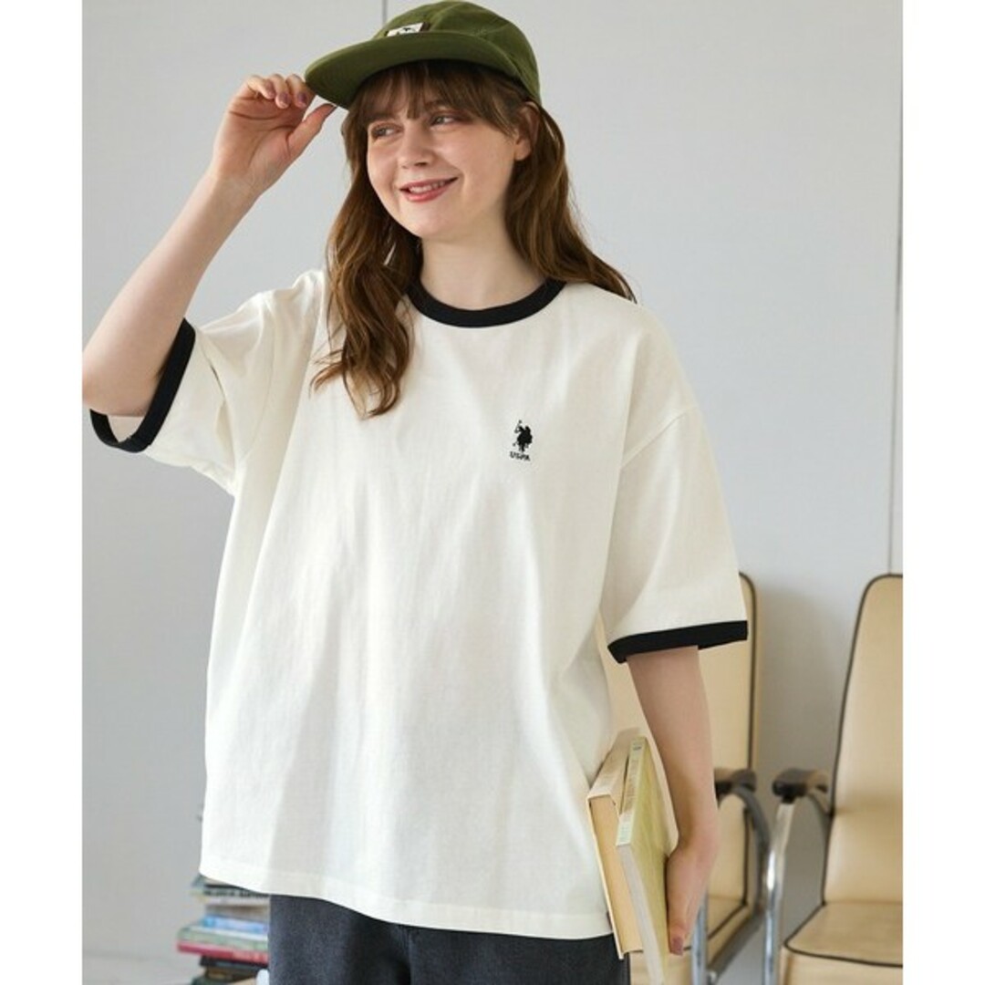 U.S. POLO ASSN.(ユーエスポロアッスン)のU.S. POLO ASSN.   ワンポイント半袖リンガーTシャツ レディースのトップス(Tシャツ(半袖/袖なし))の商品写真