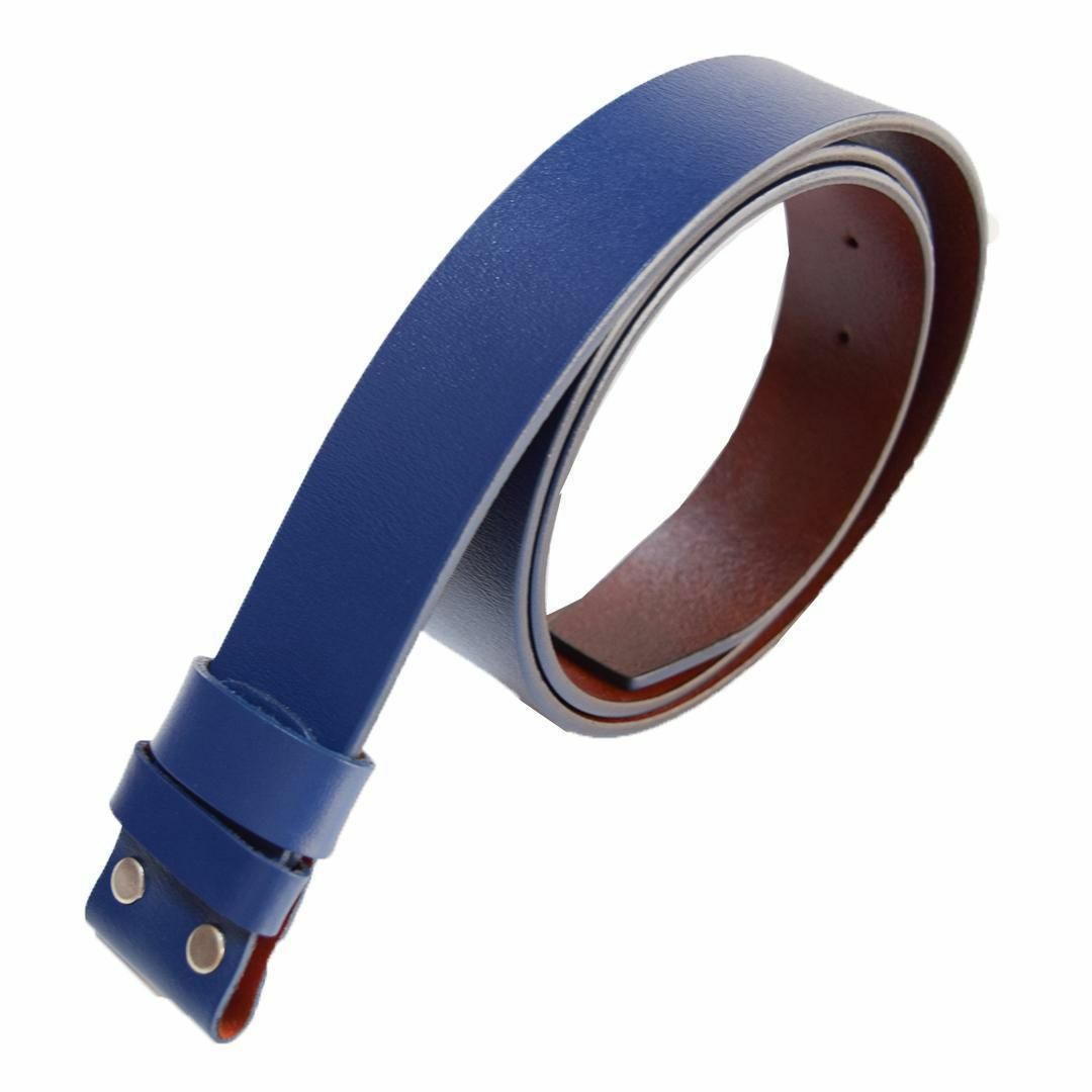 牛革交換用ベルト ベルトバックルタイプ 長さ 115㎝ 青ブルー カット可能 メンズのファッション小物(ベルト)の商品写真