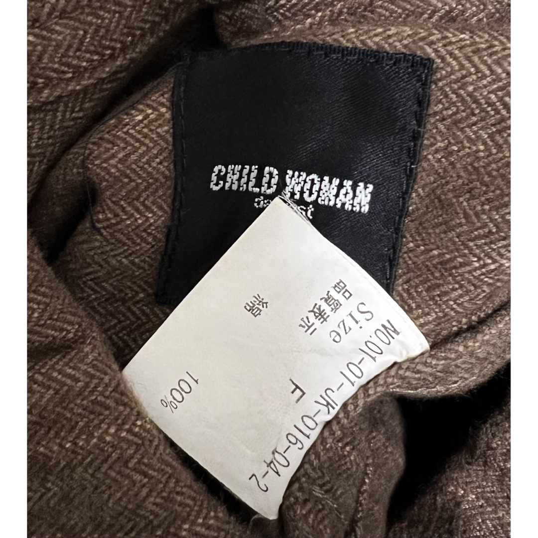 CHILD WOMAN(チャイルドウーマン)の【美品】 チャイルドウーマン ジャケット コート アウター ストライプ ブラウン レディースのジャケット/アウター(ブルゾン)の商品写真