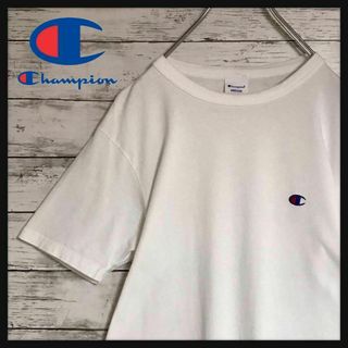 チャンピオン(Champion)の【美品】チャンピオン　ワンポイント刺繍ロゴ入りTシャツ　ホワイト　F648(Tシャツ/カットソー(半袖/袖なし))