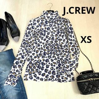 ジェイクルー(J.Crew)のJ.CREW ジェイクルー　ハイネックトップス ヒョウ柄　花柄　レオパード　XS(Tシャツ(長袖/七分))