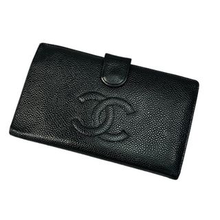 シャネル(CHANEL)のシャネル キャビアスキン ホック長財布 6番台ココマーク ヴィンテージ ギャラ (財布)