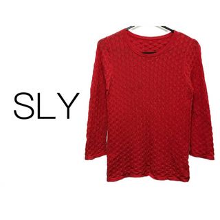 スライ(SLY)のSLY 透かし編み 薄手 クルーネック 七分袖 ニット カットソー(カットソー(長袖/七分))