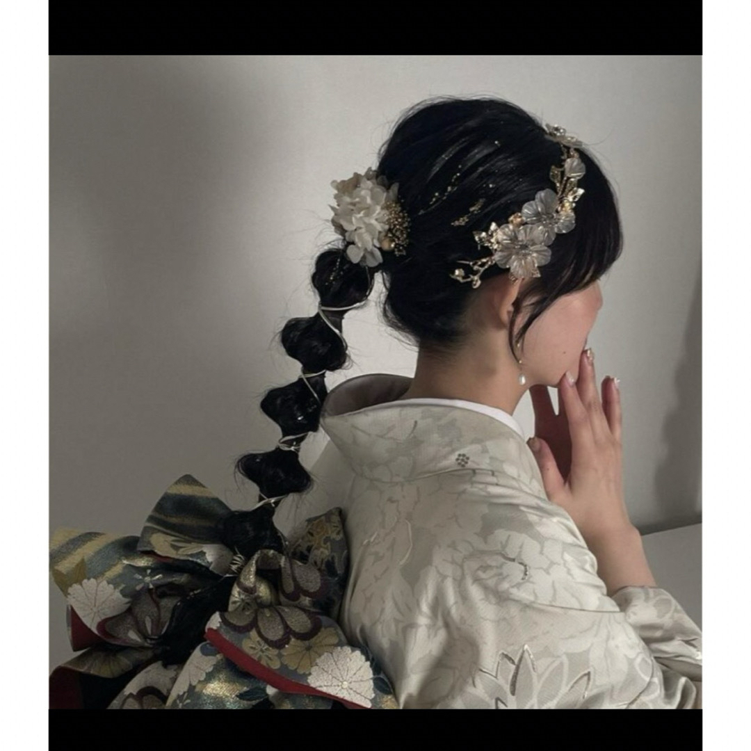 ヘッドドレス ブライダル ヘアアクセサリー 花冠 ゴールド 結婚式 成人式 浴衣 レディースのヘアアクセサリー(その他)の商品写真