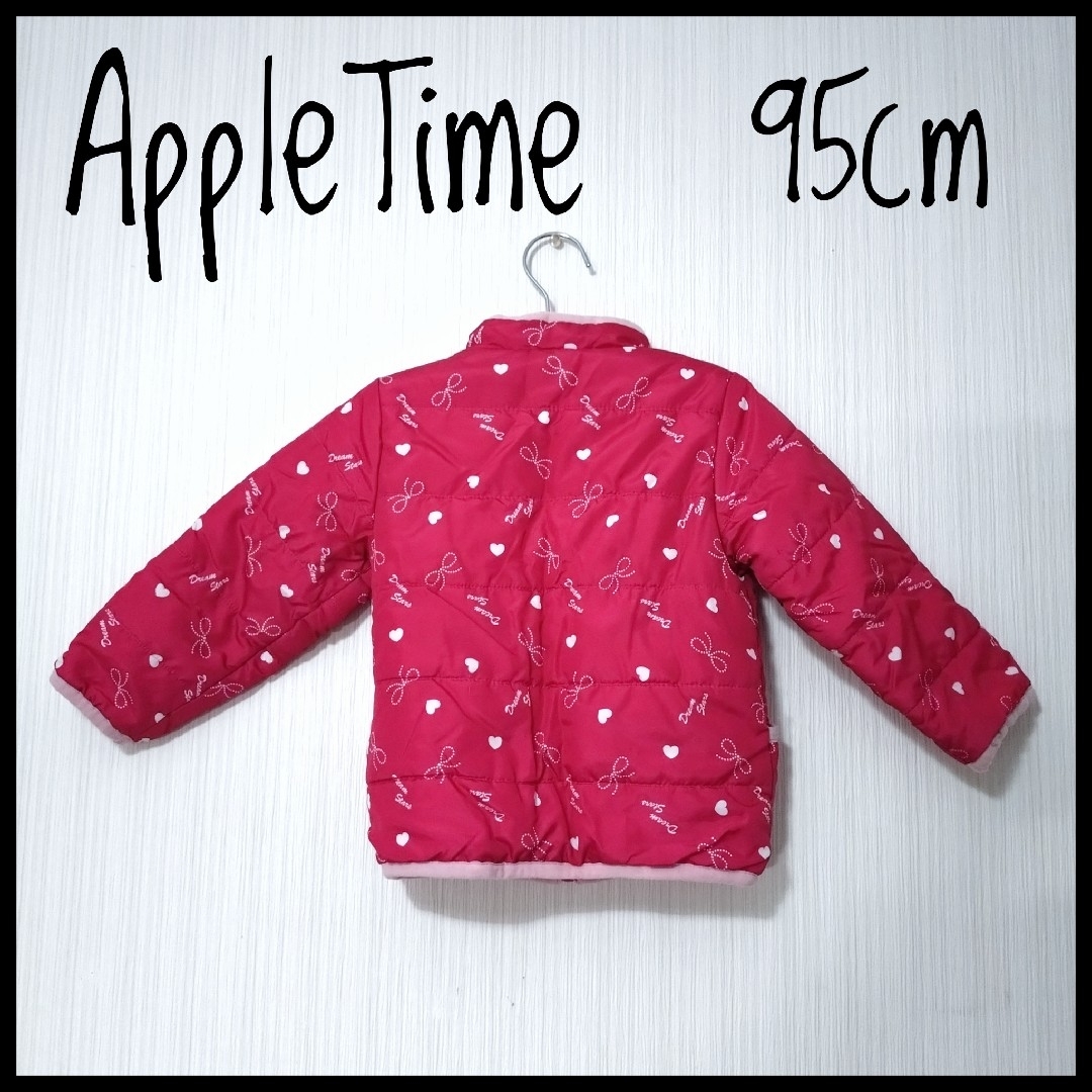 Apple Time 95㎝ ジャンパー 濃いピンク 女の子 裏起毛 温かい キッズ/ベビー/マタニティのキッズ服女の子用(90cm~)(ジャケット/上着)の商品写真