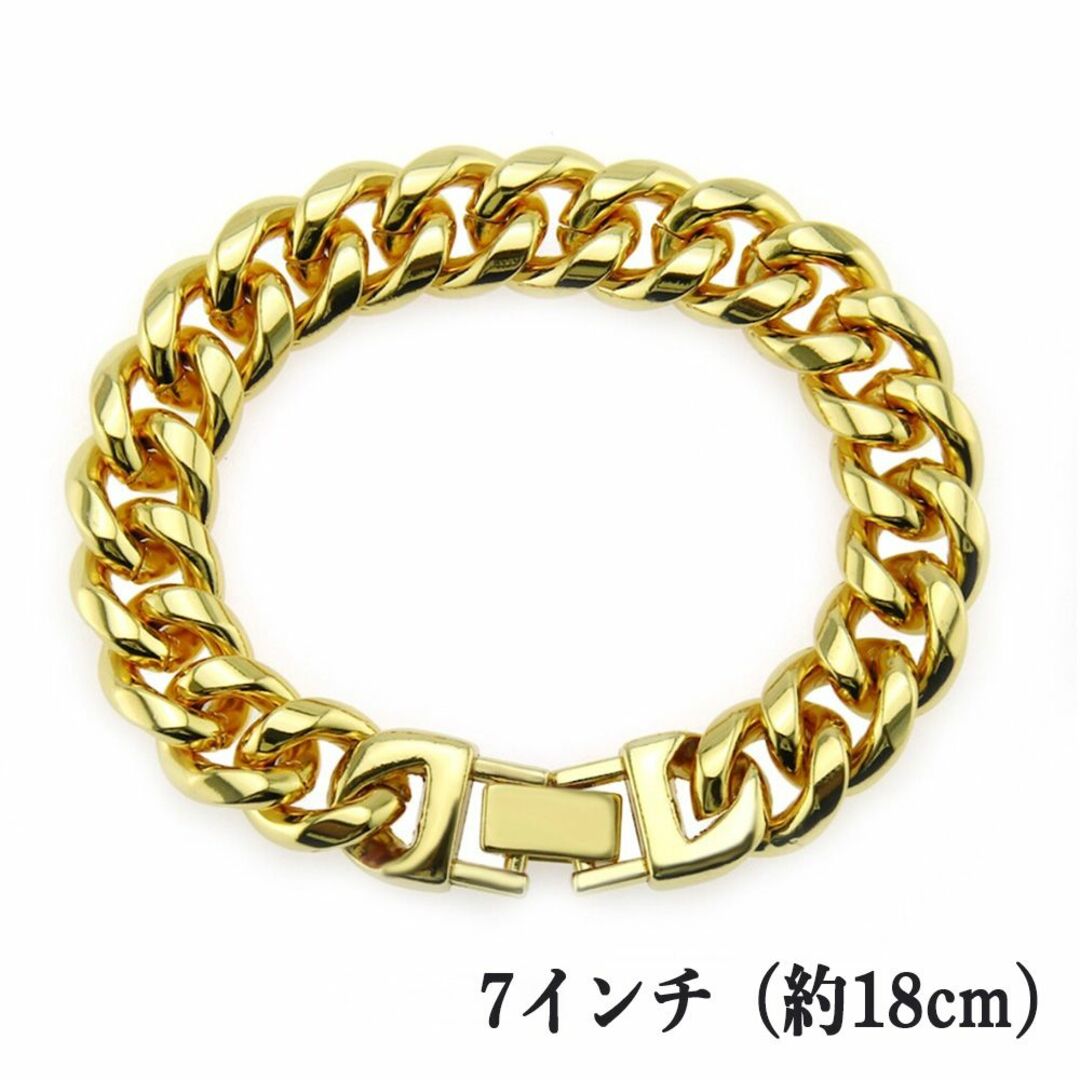喜平チェーンブレスレットメンズゴールド18cm太めブリンブリン
