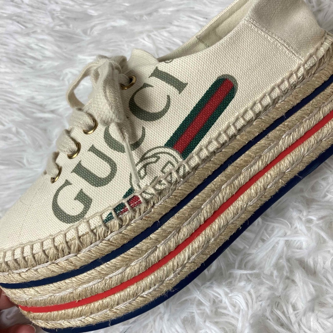 Gucci(グッチ)の極美品✨グッチ　厚底　スニーカー　エスパドリーユ　シェリーライン　キャンバス レディースの靴/シューズ(スニーカー)の商品写真