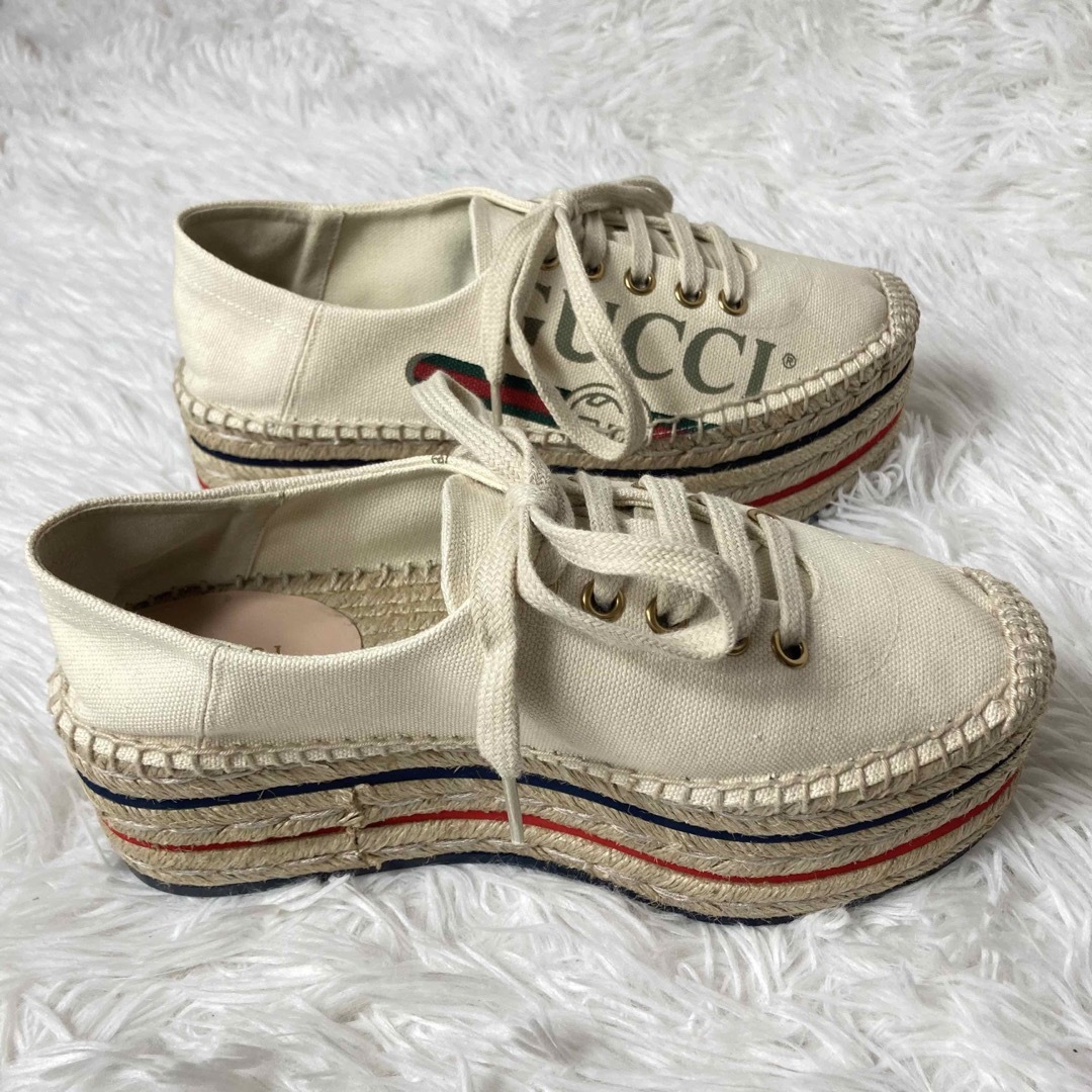 Gucci(グッチ)の極美品✨グッチ　厚底　スニーカー　エスパドリーユ　シェリーライン　キャンバス レディースの靴/シューズ(スニーカー)の商品写真