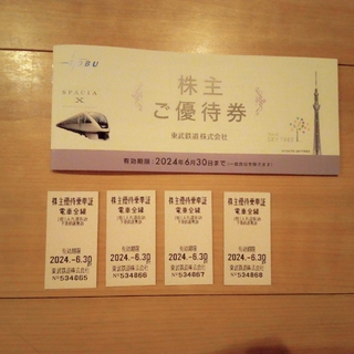 東武　乗車券4枚+優待券(鉄道乗車券)