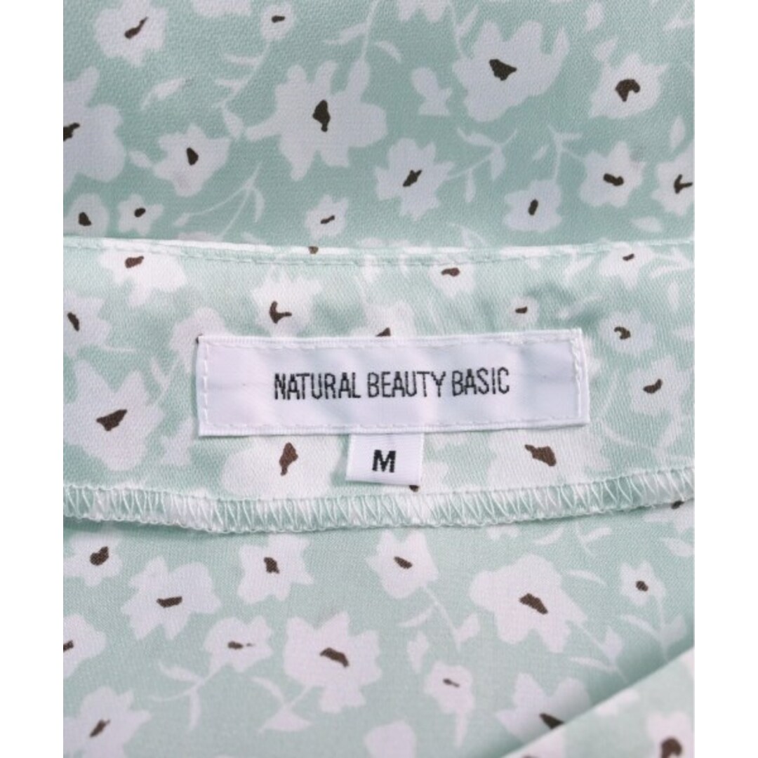 NATURAL BEAUTY BASIC(ナチュラルビューティーベーシック)のNATURAL BEAUTY BASIC ワンピース M 水色x白x茶(花柄) 【古着】【中古】 レディースのワンピース(ひざ丈ワンピース)の商品写真