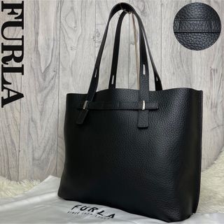 ◾️美品◾️ FURLA ビジネス トートバッグ A4収納 シボ革 ネイビー 黒-