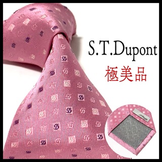 エステーデュポン(S.T. Dupont)の極美品✨エステーデュポン  ネクタイ  光沢  ロゴグラム  ストライプ(ネクタイ)